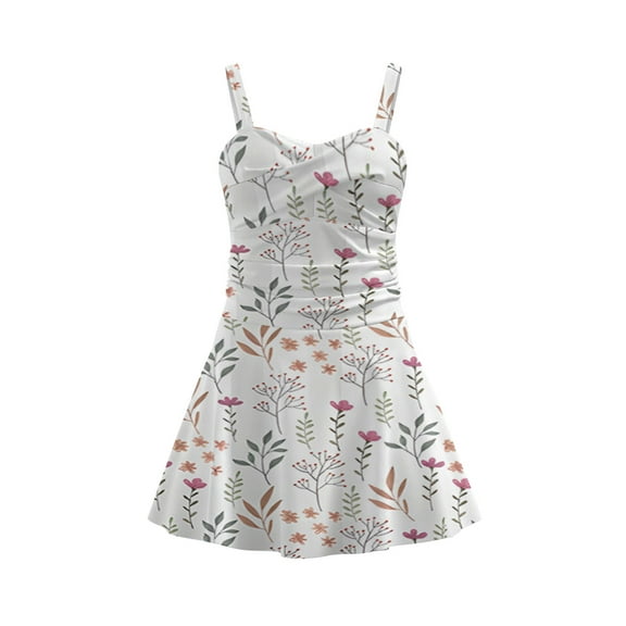 Simple One Piece Swimdress Swimsuits for Women Tummy Control Swim Dresses Skirt Bathing Suit XS