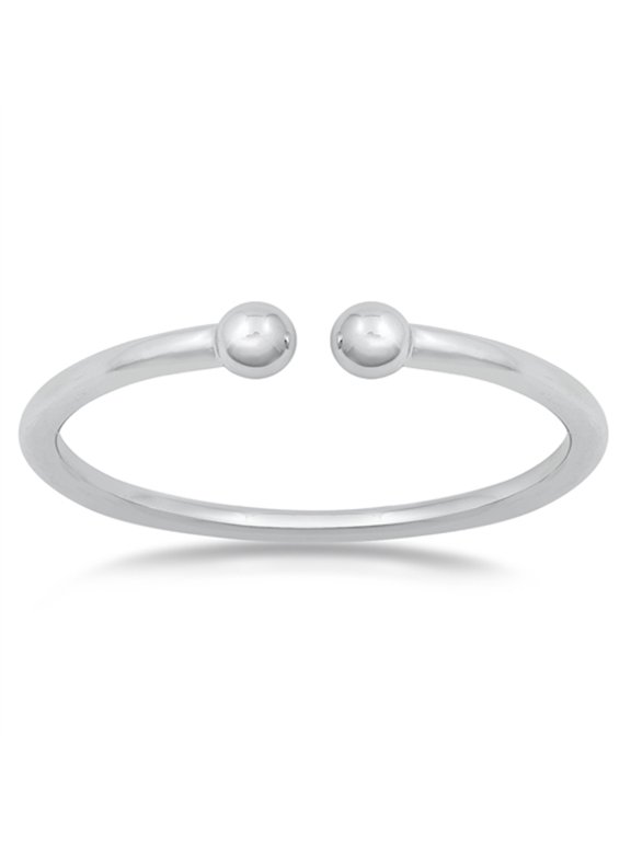 Simple Open Ball Ring .925 Sterling Silver Band Jewelry Female Male Unisex Size 2