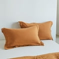 thumbnail image 1 of Simple&Opulence 100% Belgian Linen Pillow Shams -Set of 2, King Size - Basic Style Breathable Pure Linen Suitable for Home - Soft and Durable with Envelope Closure Pillowcases (20''x 36'', Rust), 1 of 1