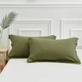 thumbnail image 1 of Simple&Opulence 100% Belgian Linen Pillow Shams -Set of 2, Queen Size - Basic Style Breathable Pure Linen Suitable for Home - Soft Durable Envelope Closure Pillowcases (20''x 26'', Olive Green), 1 of 6