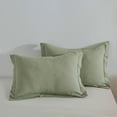 thumbnail image 1 of Simple&Opulence 100% Belgian Linen Pillow Shams -Set of 2, Queen Size - Basic Style Breathable Pure Linen Suitable for Home - Soft Durable Envelope Closure Pillowcases (20''x 26'', Sage Green), 1 of 7