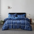thumbnail image 1 of Simple&Opulence 100% Cotton Buffalo Check Plaid Printed Duvet Cover Set, 3 Piece Bedding Set Including 1 Comforter Cover and 2 Pillow Shams, Soft and Comfortable (Queen,Dark Blue), 1 of 5
