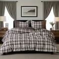 thumbnail image 1 of Simple&Opulence 100% Cotton Buffalo Check Plaid Printed Duvet Cover Set, 3 Piece Bedding Set Including 1 Comforter Cover and 2 Pillow Shams, Soft and Comfortable (Queen,Coffee), 1 of 8
