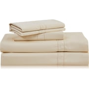 Simple&Opulence 100% Egyptian Cotton 400 Thread Count King Sheets-4 Pc Long Staple Pure Soft Sateen Weave Set-16  Deep Pocket Cooling Luxurious Bed Sheet with Double HemstitchBeige,King