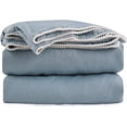 thumbnail image 1 of Simple&Opulence 100% European Washed Linen Duvet Cover with Pom Pom Trim,Queen Size,Farmhouse Linen Bedding Set,1 Boho Comforter Cover and 2 Pillowshams(Stone Blue), 1 of 6
