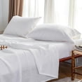 thumbnail image 1 of Simple&Opulence 100% French Linen Sheet Set Breathable Durable for Hot Sleepers Bedding 4 Pcs - 1 Flat Sheet,1 Fitted Sheet,2 Pillowcases with Hemstitch Lace Embroidery Design (White, Queen), 1 of 9