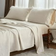 thumbnail image 1 of Simple&Opulence 100% French Linen Sheet Set Breathable Durable for Hot Sleepers Bedding 4 Pcs Set-1 Flat Sheet,1 Fitted Sheet,2 Pillowcases with Hemstitch Lace Embroidery Design (Linen, Queen), 1 of 8