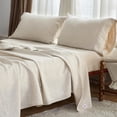thumbnail image 1 of Simple&Opulence 100% French Linen Sheet Set Breathable Durable for Hot Sleepers Bedding 4 Pcs Set-1 Flat Sheet,1 Fitted Sheet,2 Pillowcases with Hemstitch Lace Embroidery Design (Linen, King), 1 of 8