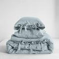 thumbnail image 1 of Simple&Opulence 100% Linen Duvet Cover Set, 3 Piece Belgian Flax Breathable Bedding, Queen Size 88''x92'' (1 Comforter Cover+2 Pillowshams) with Tie Closure Style,Dusty Blue, 1 of 6