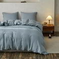 thumbnail image 1 of Simple&Opulence Linen Duvet Cover Set-Pure Linen 3 Pieces Bedding Set, 1 Duvet Cover 104 × 92 Inches and 2 Pillowcases-Coconut Button Collection Soft & Cozy ,Cooling Bedding-Dusty Blue, King, 1 of 8