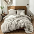 thumbnail image 1 of Simple&Opulence Linen Duvet Cover Set-Pure Linen 3 Pieces Bedding Set, 1 Duvet Cover 88 × 92 Inches and 2 Pillowcases-Coconut Button Collection Soft & Cozy ,Cooling Bedding-Linen/Beige, Queen, 1 of 9