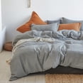 thumbnail image 1 of Simple&Opulence 100% Linen Duvet Cover Set Basic Style 3pcs Solid Color Bedding with Button Closure, Durable and Easy Care (Light Dusty Blue, King), 1 of 8