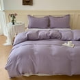 thumbnail image 1 of Simple&Opulence 100% Linen Duvet Cover Set with Washed-French Flax-3 Pieces Solid Color Basic Style Bedding Set-Breathable Soft Comforter Cover with 1 Pillowsham(Queen, Lilac), 1 of 7
