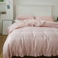 thumbnail image 1 of Simple&Opulence 100% Linen Frill Farmhouse Duvet Cover Set,Queen Size(88''x92''),3 Piece Belgian Flax Bedding(1 Comforter Cover+2 Pillowshams)with Ruffled Edges,Natural Soft and Breathable,Blush Pink, 1 of 8