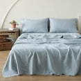 thumbnail image 1 of Simple&Opulence 100% Linen Sheet Set-Pure Linen Bedding Sheet-3 Pieces (1 Flat Sheet,1 Fitted Sheet,1 Pillowcase)-Embroidery Collection,Soft & Cozy,Cooling Bedding- Twin Size, Dusty Blue, 1 of 9