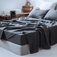 thumbnail image 1 of Simple&Opulence 100% Linen Sheet Set Solid Color-3 Pcs Washed French Linen Bed Sheets(1 Flat Sheet,1 Fitted Sheet,1 Pillowcase)-Breathable Bedding Set (Twin,Dark Grey), 1 of 9