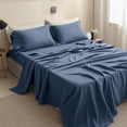 thumbnail image 1 of Simple&Opulence 100% Linen Sheet Set Solid Color-3 Pcs Washed French Linen Bed Sheets(1 Flat Sheet,1 Fitted Sheet,1 Pillowcase)-Breathable Bedding Set (Twin,Blue), 1 of 9