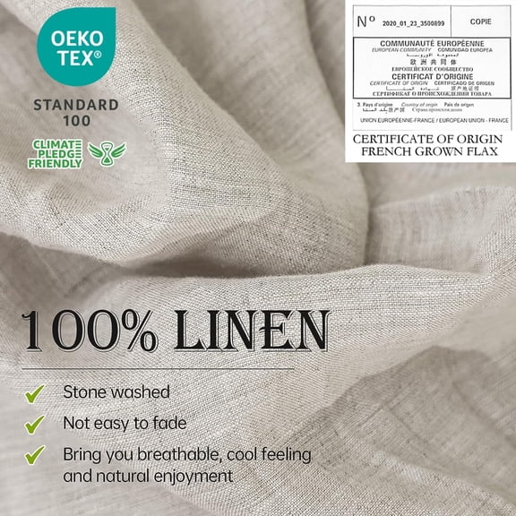 Simple&Opulence 100% Linen Sheet Set Solid Color-4 Pcs Washed French Bed Sheets(1 Flat Sheet,1 Fitted Sheet,2 Pillowcases)-Breathable Bedding Set (Linen, King)