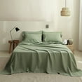 thumbnail image 1 of Simple&Opulence 100% Linen Sheet Set Solid Color- 6 Pcs Washed French Flax Bed Sheets (1 Flat Sheet, 1 Fitted Sheet, 4 Pillowcases) - Breathable Home Collection (Basic Sage Green, Queen), 1 of 8