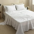 thumbnail image 1 of Simple&Opulence 100% Linen Sheet Set Solid Color- 6 Pcs Washed French Flax Bed Sheets (1 Flat Sheet, 1 Fitted Sheet, 4 Pillowcases) - Breathable Home Collection (Basic White, Queen), 1 of 7