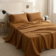 thumbnail image 1 of Simple&Opulence 100% Linen Sheet Set Solid Color- 6 Pcs Washed French Flax Bed Sheets (1 Flat Sheet, 1 Fitted Sheet, 4 Pillowcases) - Breathable Home Collection (Basic Rust, King), 1 of 8