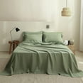 thumbnail image 1 of Simple&Opulence 100% Linen Sheet Set Solid Color- 6 Pcs Washed French Flax Bed Sheets (1 Flat Sheet, 1 Fitted Sheet, 4 Pillowcases) - Breathable Home Collection (Basic Sage Green, King), 1 of 8
