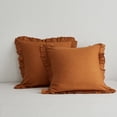 thumbnail image 1 of Simple&Opulence 100% Linen Stone Washed Euro Sham with Ruffle 26x26 Inch Pillow Cover Set of 2, Home Decoration Pillow Soft and Breathable - Rust, 1 of 5