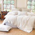 thumbnail image 1 of Simple&Opulence 100% Washed Linen Duvet Cover Full Size -3 Pieces - Natural Flax French Country Bedding Set - Breathable Farmhouse Comforter Cover with Coconut Button Closure - White, 1 of 8
