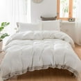 thumbnail image 1 of Simple&Opulence 100% Washed Linen Duvet Cover King Size -3 Pieces - Natural Flax French Country Bedding Set - Breathable Farmhouse Comforter Cover with Coconut Button Closure - White and Grey, 1 of 6