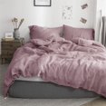 thumbnail image 1 of Simple&Opulence 100% Washed Linen Duvet Cover Twin Size -2 Pieces - Natural Flax French Country Bedding Set - Breathable Farmhouse Comforter Cover with Coconut Button Closure - Purple, 1 of 6