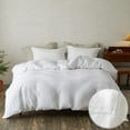 thumbnail image 1 of Simple&Opulence 100% Washed Linen Duvet Cover Set King 104"x92" - 3 Pieces Soft Farmhouse Comforter Cover Set Double Embroidered with Button Closure - 1 Duvet Cover and 2 Pillowcases (White, King), 1 of 7