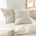 thumbnail image 1 of Simple&Opulence 100% Washed Linen Euro Sham Cover, 26 x 26 Inch, Decorative Bed Pillow Cover with Coconut Button, Solid Color Pillow Shams Set of 2 (Natural Linen), 1 of 8