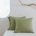thumbnail image 1 of Simple&Opulence 100% Washed Linen Euro Sham Cover, 26 x 26 Inch, Decorative Bed Pillow Cover with Coconut Button, Solid Color Pillow Shams Set of 2 (Sage Green), 1 of 8
