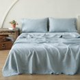 thumbnail image 1 of Simple&Opulence 100% Linen Sheet Set-Pure Linen Bedding Sheet-4 Pieces (1 Flat Sheet,1 Fitted Sheet,2 Pillowcase)-Embroidery Collection,Soft & Cozy,Cooling Bedding- Full Size, Dusty Blue, 1 of 9