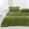 thumbnail image 1 of Simple&Opulence Linen Sheet Set-Linen Cotton Blend Bedding set-3 Pieces (1 Flat Sheet,1 Fitted Sheet&1 Pillowcase)-Soild Color Collection,Soft & Cozy,Cooling Bedding- Twin Size, Forest Green, 1 of 9