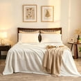 thumbnail image 1 of Simple&Opulence Linen Sheet Set-Linen Cotton Blend Bedding set-4 Pieces(1 Flat Sheet,1 Fitted Sheet&2Pillowcase)-Soild Color Collection,Soft & Cozy,Cooling Bedding- King Size, White, 1 of 8