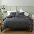 thumbnail image 1 of Simple&Opulence Flax Cotton Blend Duvet Cover Set Full Size Solid Color Linen Breathable Farmhouse Bedding 3-Piece (Dark Gray, 78"x86"), 1 of 10