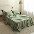 thumbnail image 1 of Simple&Opulence French Linen Flat Sheet,100% Natural Flax Bedding Sheet with Stone Washed King Size(108''x102'') Ultra Soft Breathable-1 Piece Flat Top Sheet Only Basic Style, Sage Green, 1 of 8