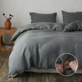 thumbnail image 1 of Simple&Opulence Linen Duvet Cover Set-Pure Linen 3 Pieces Bedding Set, 1 Duvet Cover 78 × 86 Inches and 2 Pillowcases-Coconut Button Collection Soft & Cozy ,Cooling Bedding-Smoky Gray, Full, 1 of 7