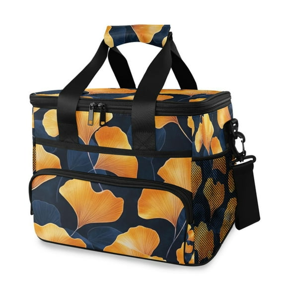 Simple Orange Leave Insulated Lunch Bag 15L Cooler Box for Women Men Work Camping Beach Travel
