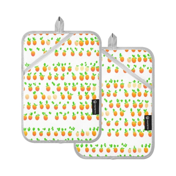 Simple Orange Pattern 7x9.8in Pot Holder Set Heat-Resistant Oven Hot Pads Durable with Storage Loop
