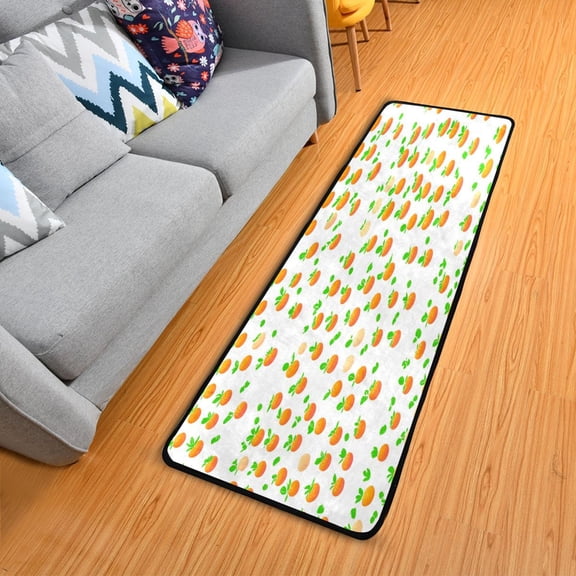 Simple Orange Pattern Elegant Area Rug 72" x 24" Non-Slip Polyester with Cotton Padding