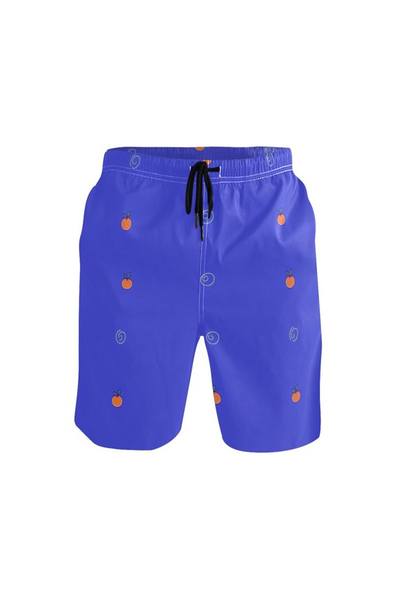 Simple Orange Pattern Mens Swim Trunks Quick Dry Board Shorts Breathable Fit Beach Shorts Swimwear