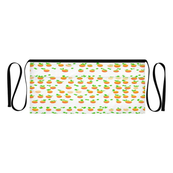Simple Orange Pattern Multi Pocket Short Apron Waterproof, Adjustable 96.5in Belt for various occasions