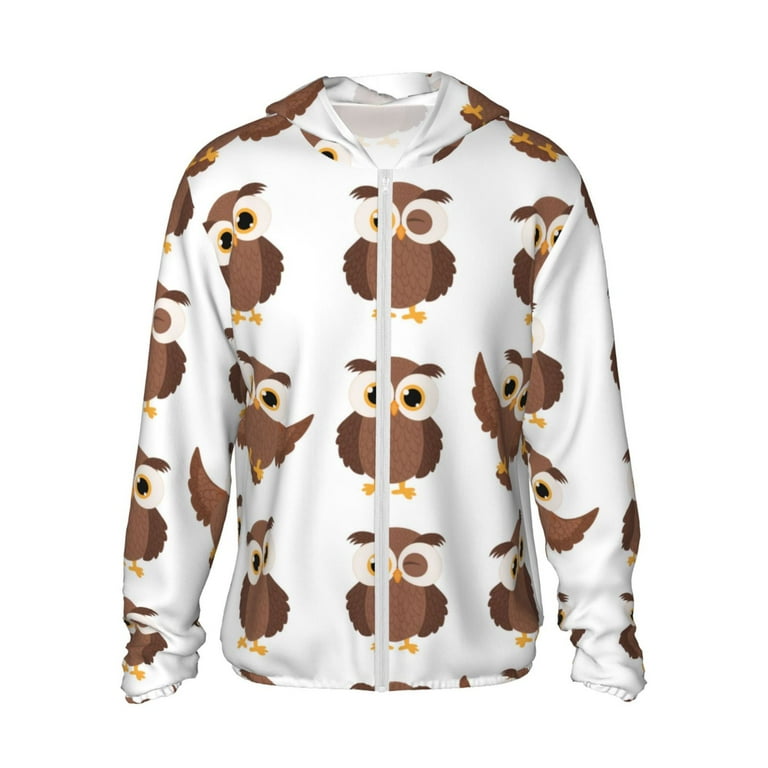 Simple Owl Print Sun Protection Zip Up Hoodie Jacket Lightweight Long Sleeve Sun Shirt for Women Men Walmart