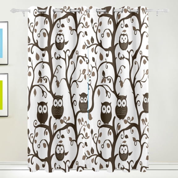 Simple Owl in A Tree Blackout Curtains for Living Room Bedroom 55W x 72/84L Insulated Window Drapes 2 Panels