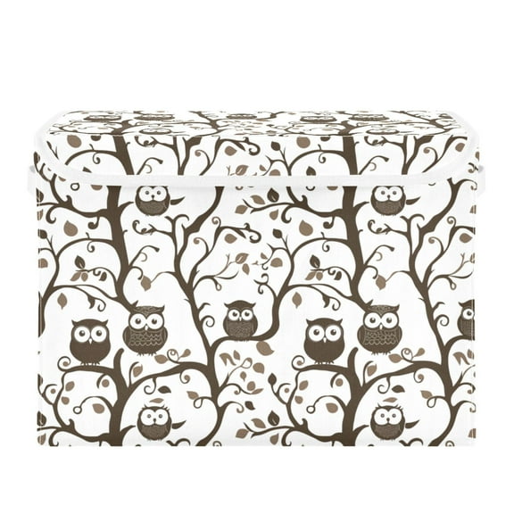Simple Owl in A Tree Large Storage Bins with Linen Collapsible Lid Storage Box 16.7 x 12.6 x 11.8in