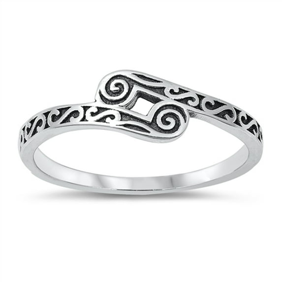 Simple Oxidized Swirl Ring .925 Sterling Silver Band Jewelry Female Male Unisex Size 5