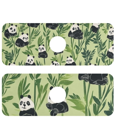 Simple Panda and Bamboo Leaf Kitchen Sink Splash Guard, Silicone Sink Faucet Mat Dry Out the Kitchen Bathroom