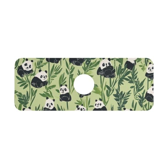 Simple Panda and Bamboo Leaf Kitchen Sink Splash Guard, Silicone Sink Faucet Mat Dry Out the Kitchen Bathroom
